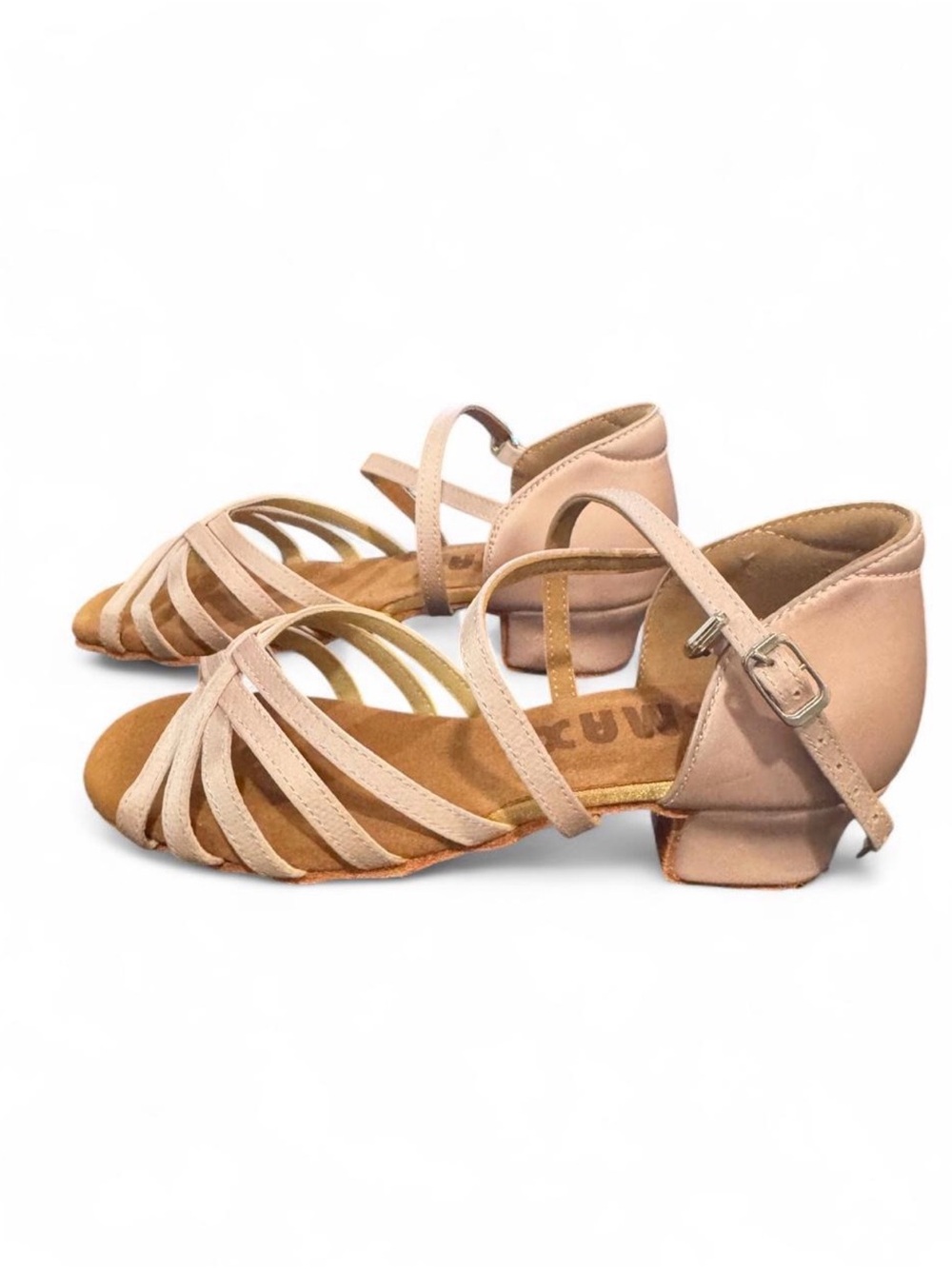 Girls' Strappy Low Heel Dance Sandals in Blush Pink
